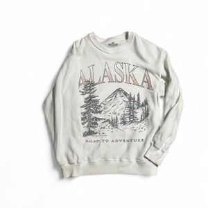 Hollister white Graphic Crewneck Sweater